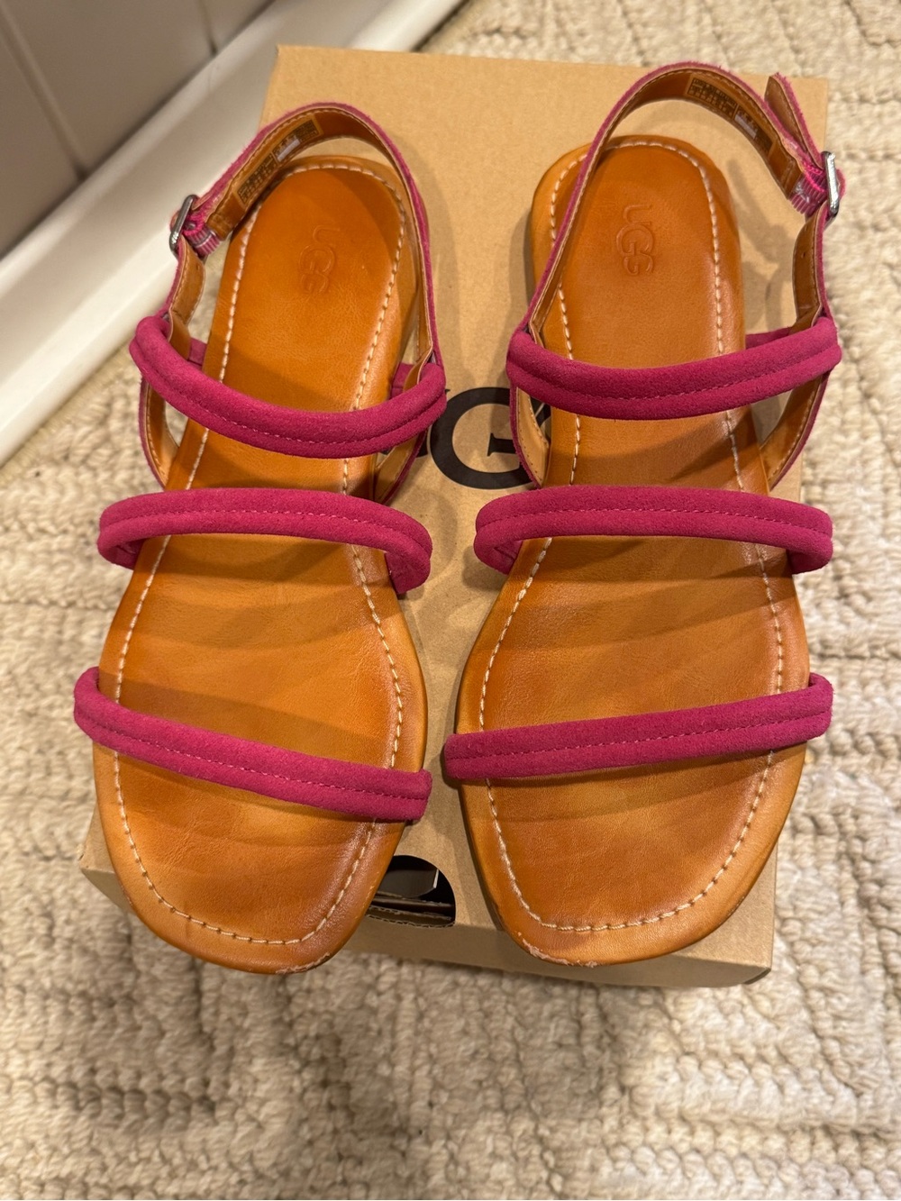 UGG Mytis Triple-Strap Fuchsia Sandals - Picture 2 of 7